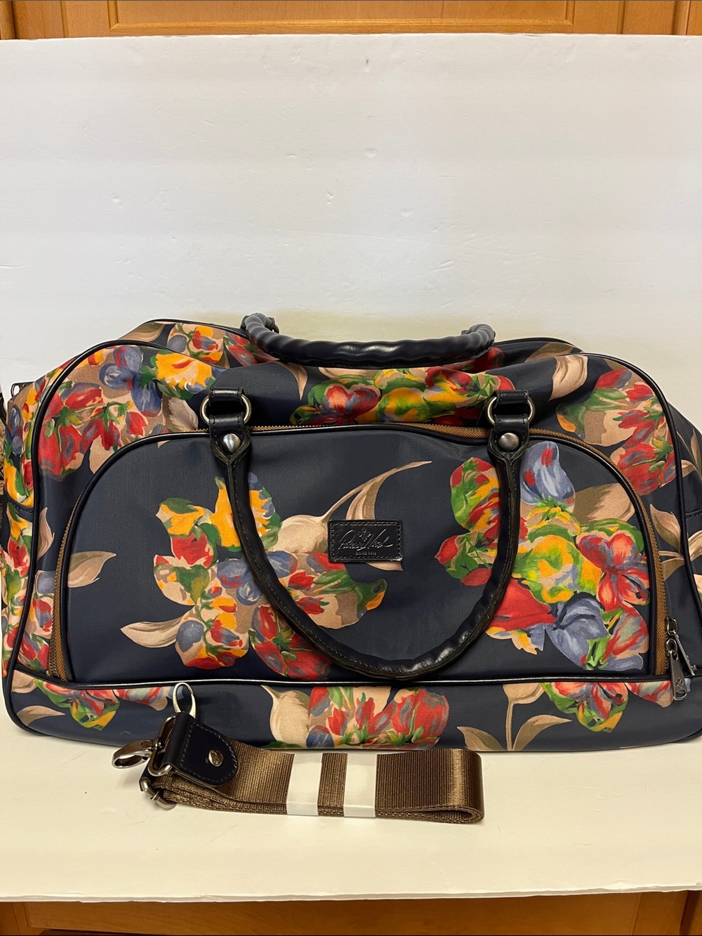 Patricia Nash Navy Floral Weekender Bag